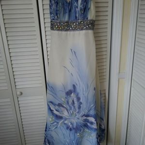 Blue and white dress